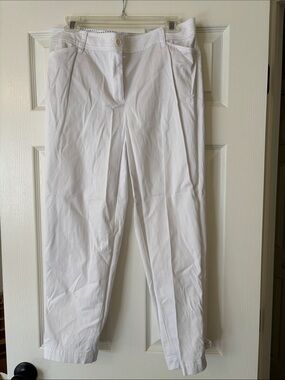 Talbots White Ankle-Length Cropped Pants